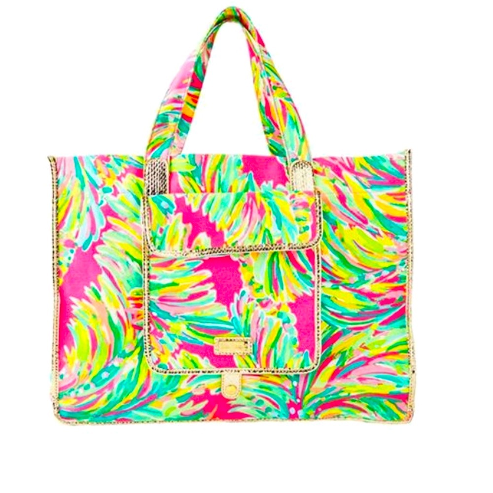 NIP 🦄 LILLY PULITZER SUNBATHERS FOLDABLE TOTE VERY RARE GRAIL FIND SHADY LADY